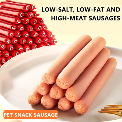Grain-Free Dog Sausage Treats – Chicken Flavor Ham Sticks, Soft & Easy-Digest Dental Chew Snacks for Puppies & Adult Dogs, No Additives, All Breeds (16-Pack or 32-Pack)