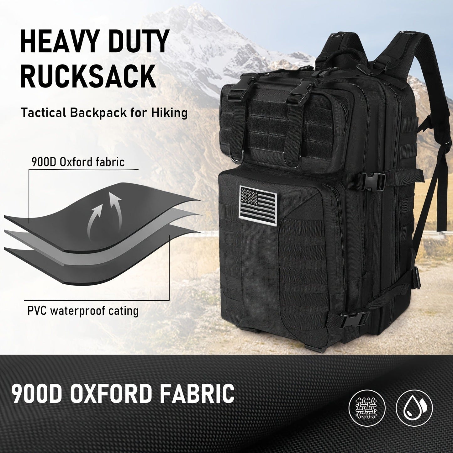 Tactical Military Backpack 50L – Large Capacity Molle Rucksack for Camping, Hiking, Hunting, Fishing & Travel, Unisex with Multiple Color Options