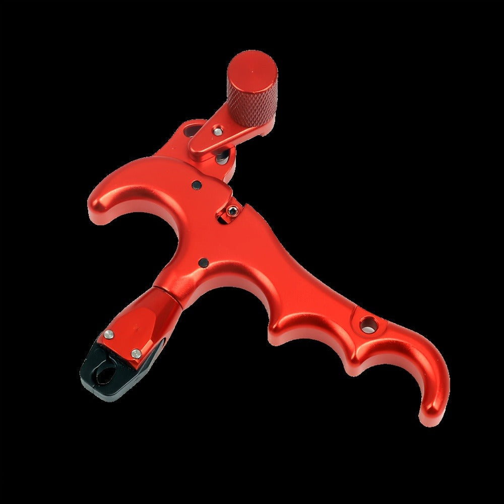 Compound Bow Wrist Release Aid 360° Rotatable Thumb Trigger - 3 & 4 Finger Archery Release for Hunting & Target Shooting, Adjustable Universal Fit, Camo Red - Bowhunting Compound Bow Accessories