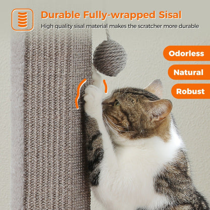 Cat Scratching Post Multi-Tier Sisal Tower for Indoor Cats – 18.9" & 32" Cat Tree with Hanging Ball Toy, Natural Sisal Rope, Sturdy Base – Green, Brown, Gray, Black, Beige Options