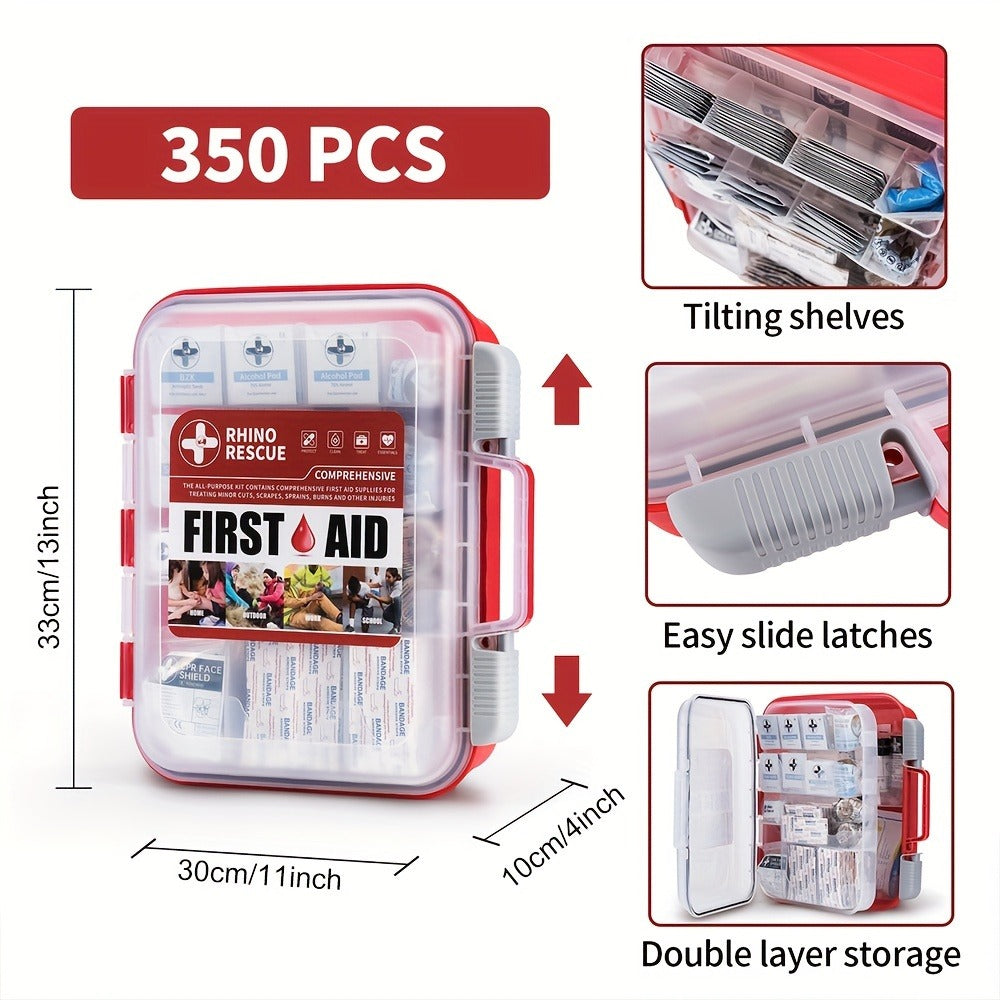 OSHA First Aid Kit All-Purpose – Premium Medical Supplies for Home, Office, Outdoor & Emergency Use with Bandages, Gauze, Burn Gel, Cold Pack & Gloves, OSHA Compliant Professional Kit