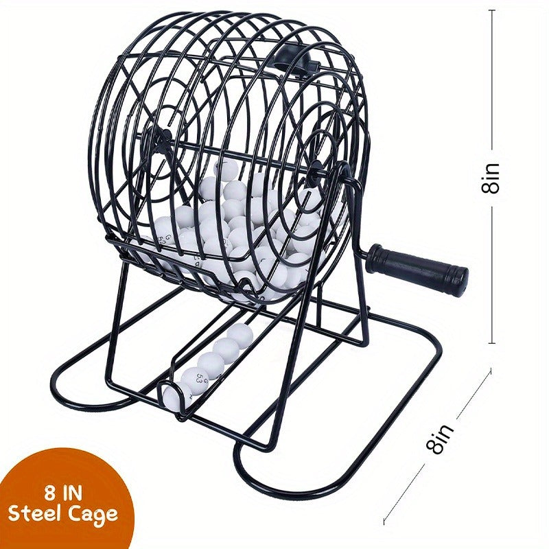 Bingo Game Set Metal Cage Lottery Machine Vintage Desktop Bingo Caller Kit for Family Game Night Party Adults Kids Birthday Holiday Gathering