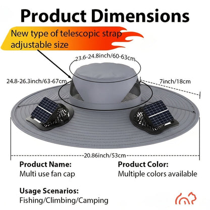 Solar Powered Dual Fan Sun Hat with USB Charging – Adjustable Strap, Breathable Mesh Design, High Airflow, Long Battery Life, Ideal for Fishing Hiking Camping Gardening Outdoor Work