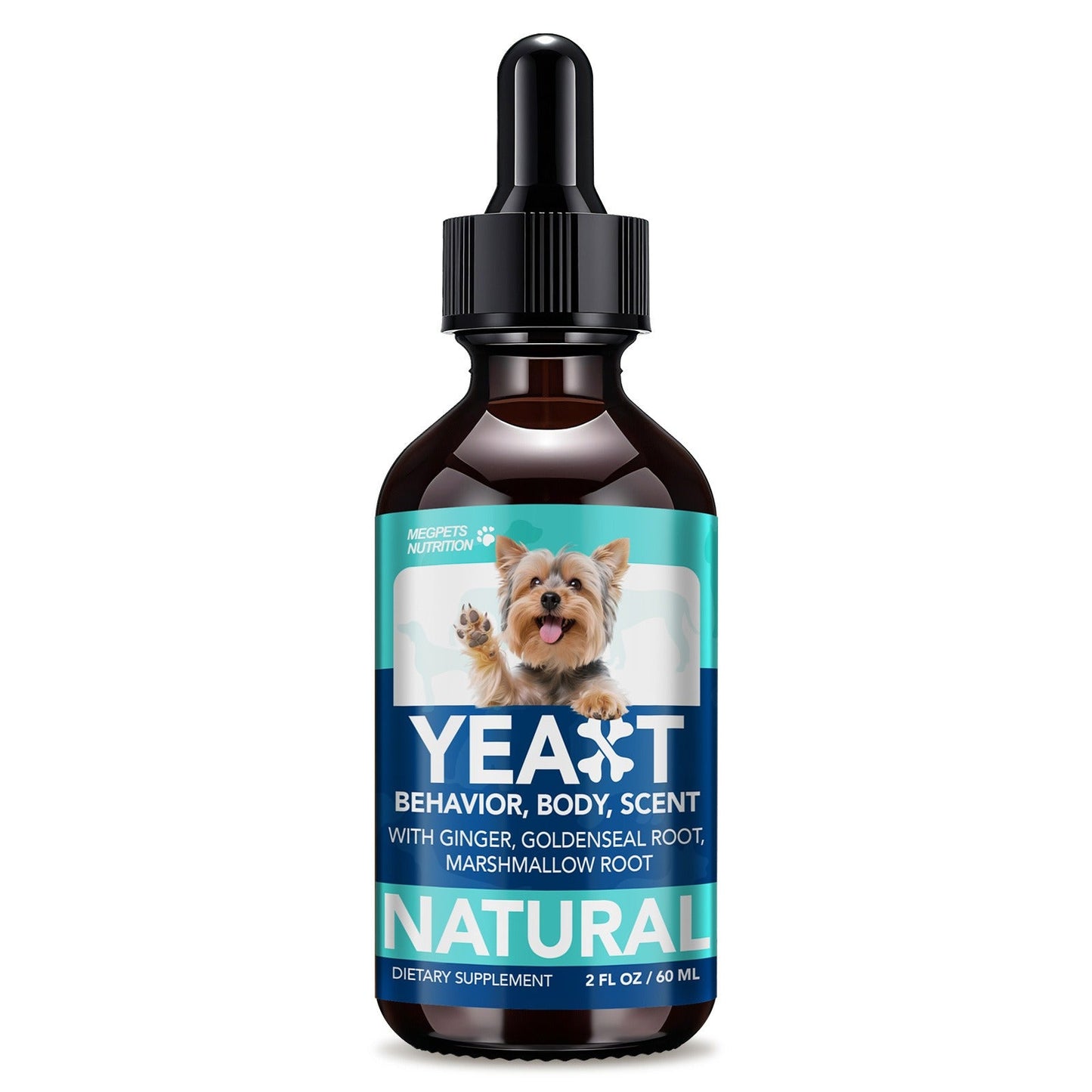 Yeast Supplement Drops for Dogs & Cats – No Odor Formula with Pau D’Arco Bark & Goldenseal Herb Liquid Extract | Easy-to-Use Pet Antifungal Support, 2 Fl Oz (60ml)