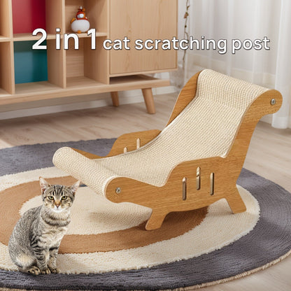 Cat Scratcher Lounge Pad Large Upgraded Sisal for Indoor Cats - Durable Stable Cat Furniture Scratch Board & Resting Mat, Combo Set Available with Leash & Collar