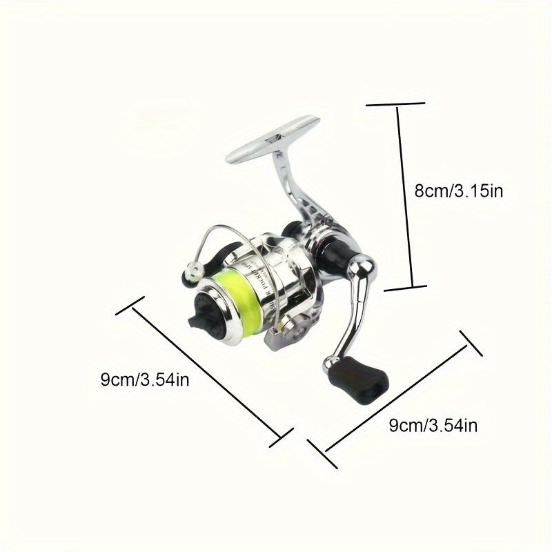 Mini 100 Spinning Fishing Reel – 4.3:1 High-Speed Gear Ratio, Aluminum Alloy Body, Interchangeable Rocker Arm, Ambidextrous, Includes 109 Yards of Line – Lightweight Reel for Freshwater & Saltwater Fishing