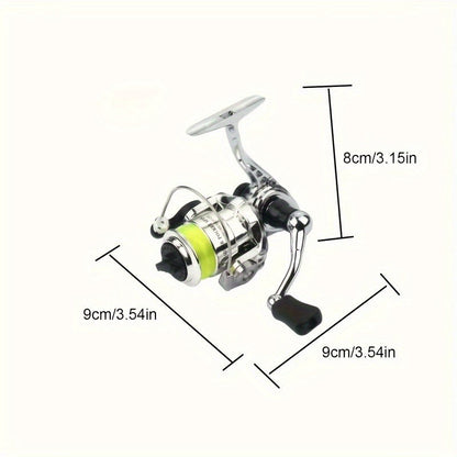 Mini 100 Spinning Fishing Reel – 4.3:1 High-Speed Gear Ratio, Aluminum Alloy Body, Interchangeable Rocker Arm, Ambidextrous, Includes 109 Yards of Line – Lightweight Reel for Freshwater & Saltwater Fishing