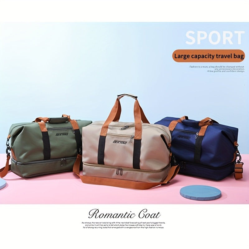 Waterproof Travel Bag Women Gym Yoga Bag Dry Wet Separation Large Capacity Overnight Weekend Tote Duffel Bag Fitness Sports Handbag Outdoor Leisure Luggage Bag