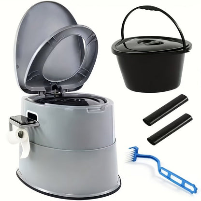 Extra Large Portable Toilet for Adults – Indoor Outdoor Commode with Detachable Inner Bucket & Removable Paper Holder, Lightweight Compact Design for Camping, Boating, Van Life & Emergency Use