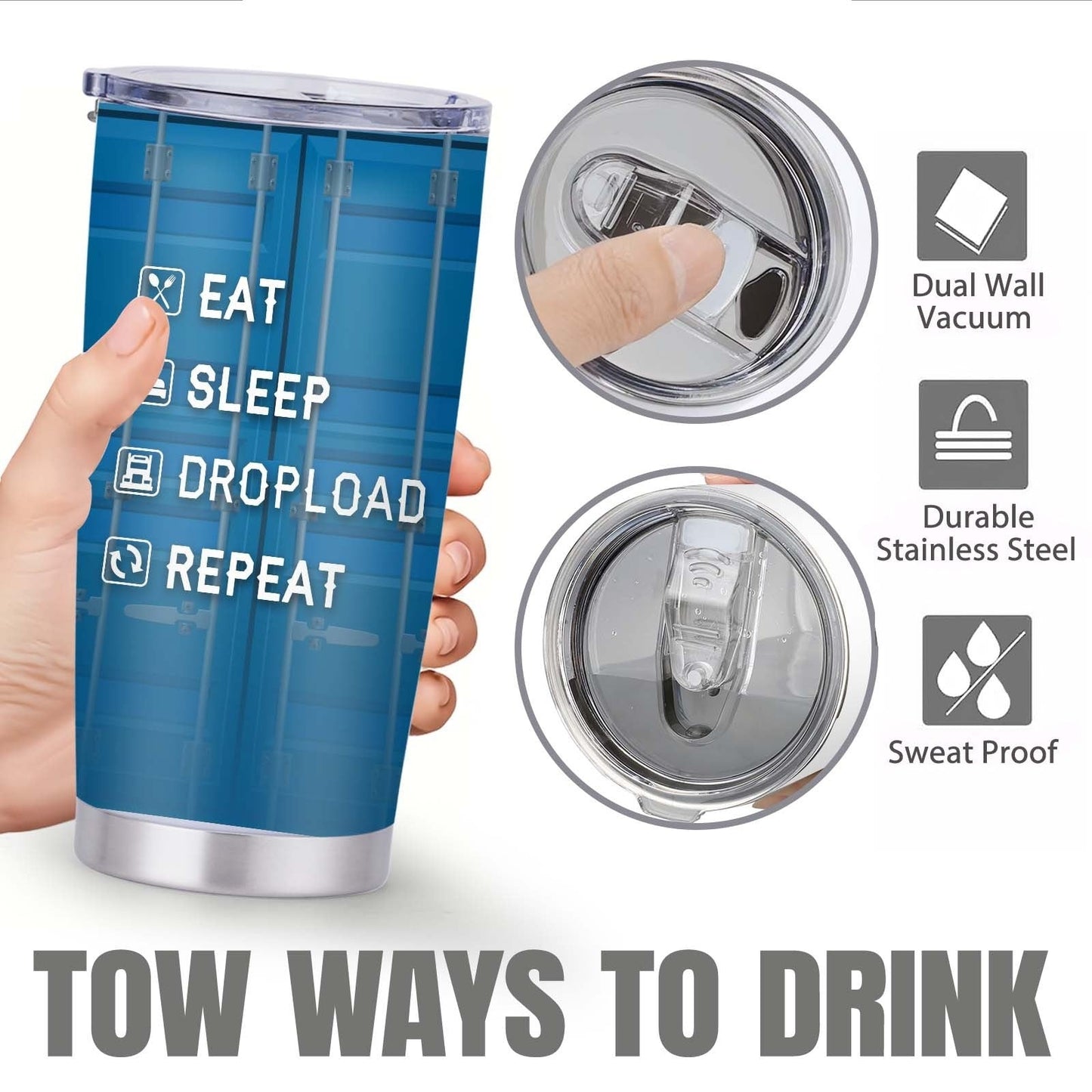 Truck Driver Tumbler 20oz Stainless Steel Insulated Coffee Cup with Lid Birthday Gift for Husband Son Grandpa Nephew Farmer Truck Driver Men
