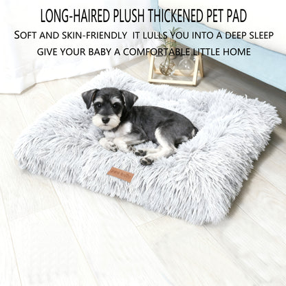 Fleece-Lined Dog Bed & Cat Mat – Thickened Warm Washable Square Pet Bedding for All Breeds | S, M, L, XL, XXL