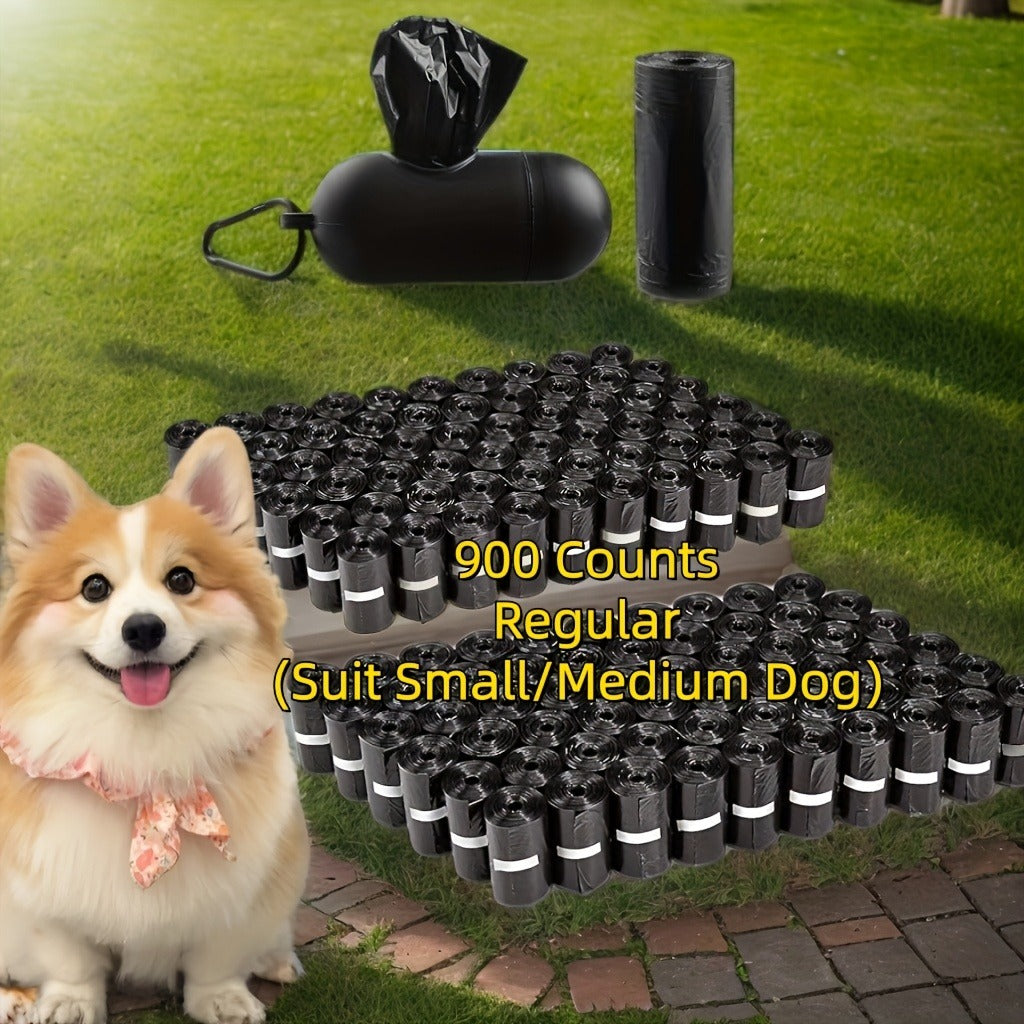 Dog Waste Bag Dispenser with D-Ring - 900 Bags Included, 60 Rolls, Leash & Key Attachment, Portable Poop Bag Holder for Walking