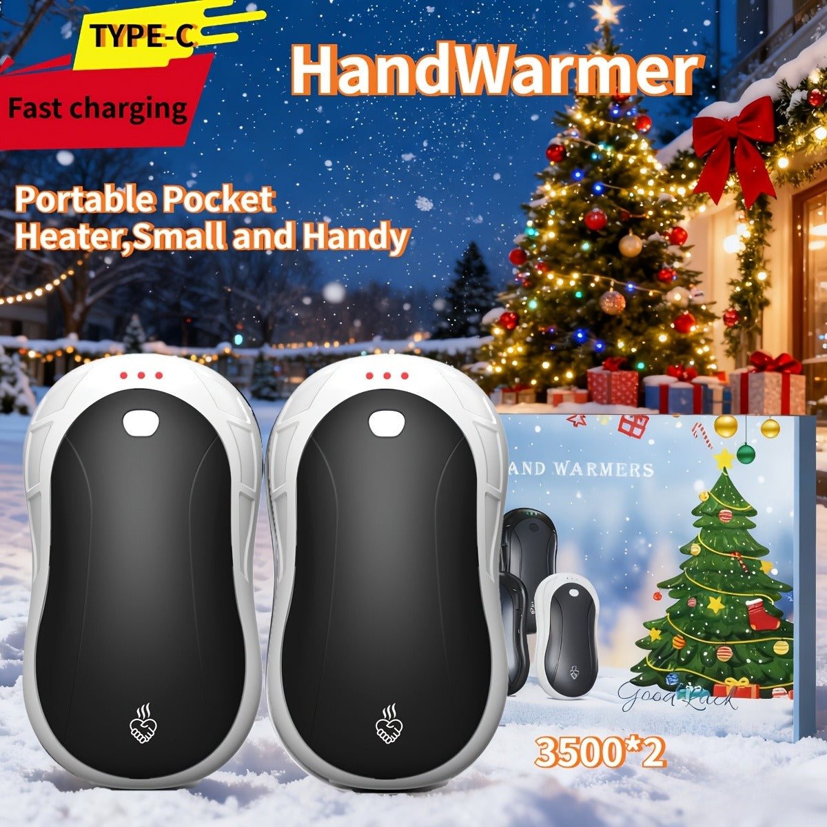 Magnetic Hand Warmer 2-in-1 Double Sided Heating – 3-Speed Temperature Control, Portable Pocket Heater for Skiing, Camping, Mountaineering & Winter Outdoor Use