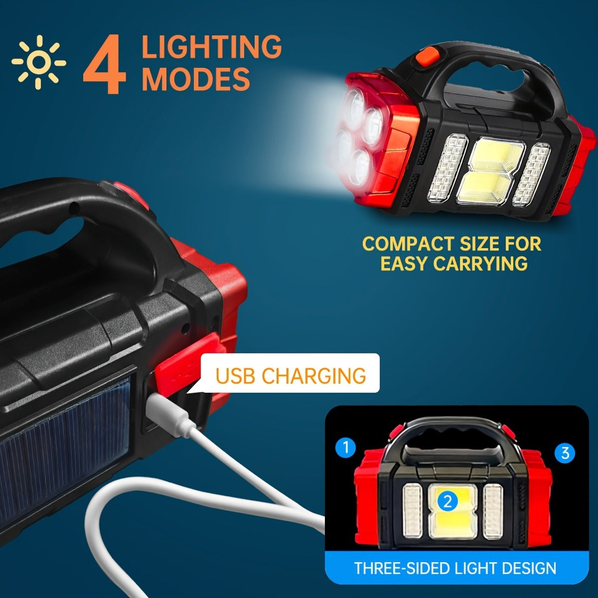 Solar Powered Camping Lantern & LED Flashlight – Rechargeable Portable Solar Camp Light with Batteries Included, Bright Versatile Outdoor Light for Hiking, Camping & Outdoor Activities