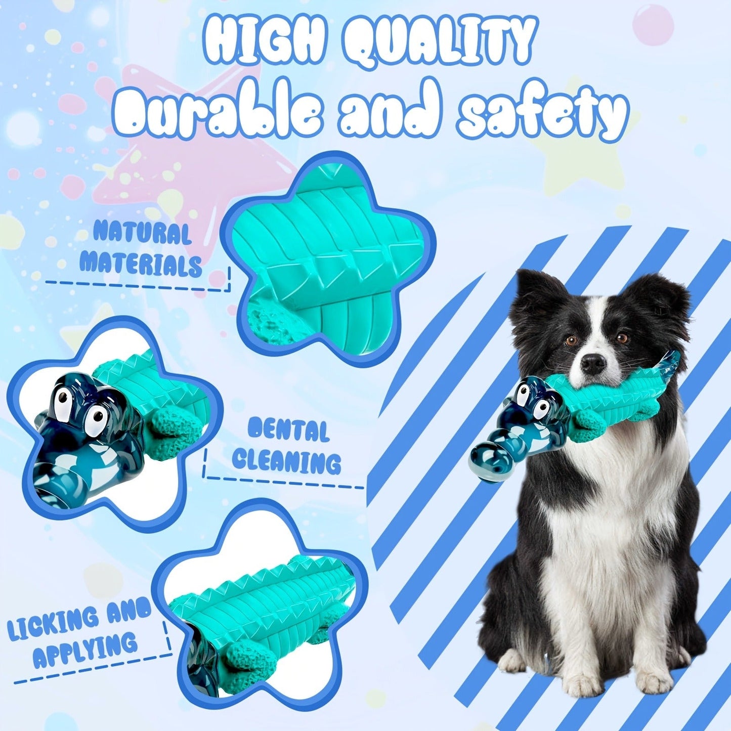 Indestructible Dog Chew Toy for Large & Medium Dogs - Tough Rubber Crocodile Chew Toy with Milk Flavor & Dental Ridges, Durable Dog Toys for Aggressive Chewers 20-100 lbs, Reduces Anxiety & Boredom