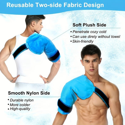 Shoulder Ice Pack Wrap Hot Cold Therapy Gel Pack Reusable Rotator Cuff Compress Adjustable Strap Hands-Free Pain Relief for Athletes Gym Home Recovery
