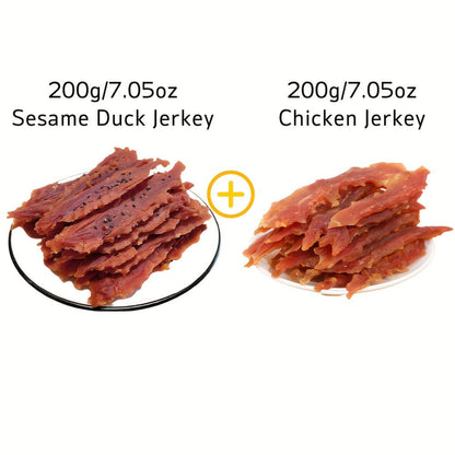 Sesame Duck Jerky Dog Treats 400g Mixed Flavor – Cheese Duck, Chicken Jerky & Sandwich Sticks, High Protein Low Fat, Long Lasting Digestible Chews, Training Treats for All Dog Sizes