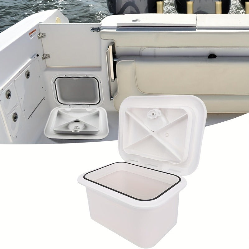 Waterproof Marine Storage Box – ABS Flush Mount Boat Console Organizer 14.76” x 10.63” x 6.89” | Sealed Lid Embedded Storage Container for Bait, Fishing Gear & Tools | Fits Yachts, Fishing Boats & Small Crafts