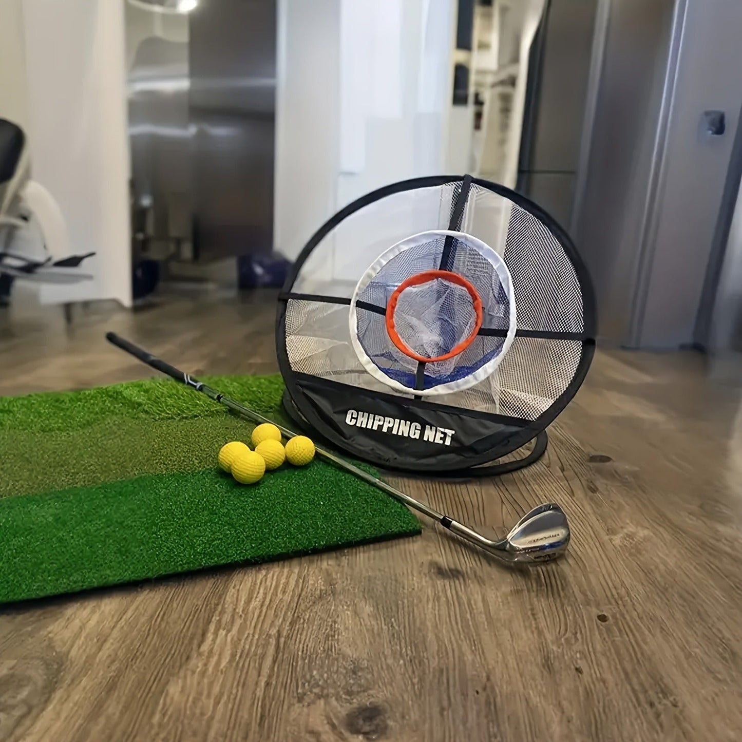 Portable Folding Golf Ball Pick Up Net – Golf Training Target Retrieval Net with Fixing Tool for Indoor & Outdoor Swing Practice, Durable Foldable Golf Chipping Net for Backyard & Driving Range