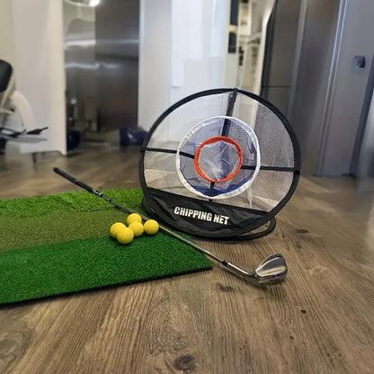 Portable Folding Golf Ball Pick Up Net – Golf Training Target Retrieval Net with Fixing Tool for Indoor & Outdoor Swing Practice, Durable Foldable Golf Chipping Net for Backyard & Driving Range