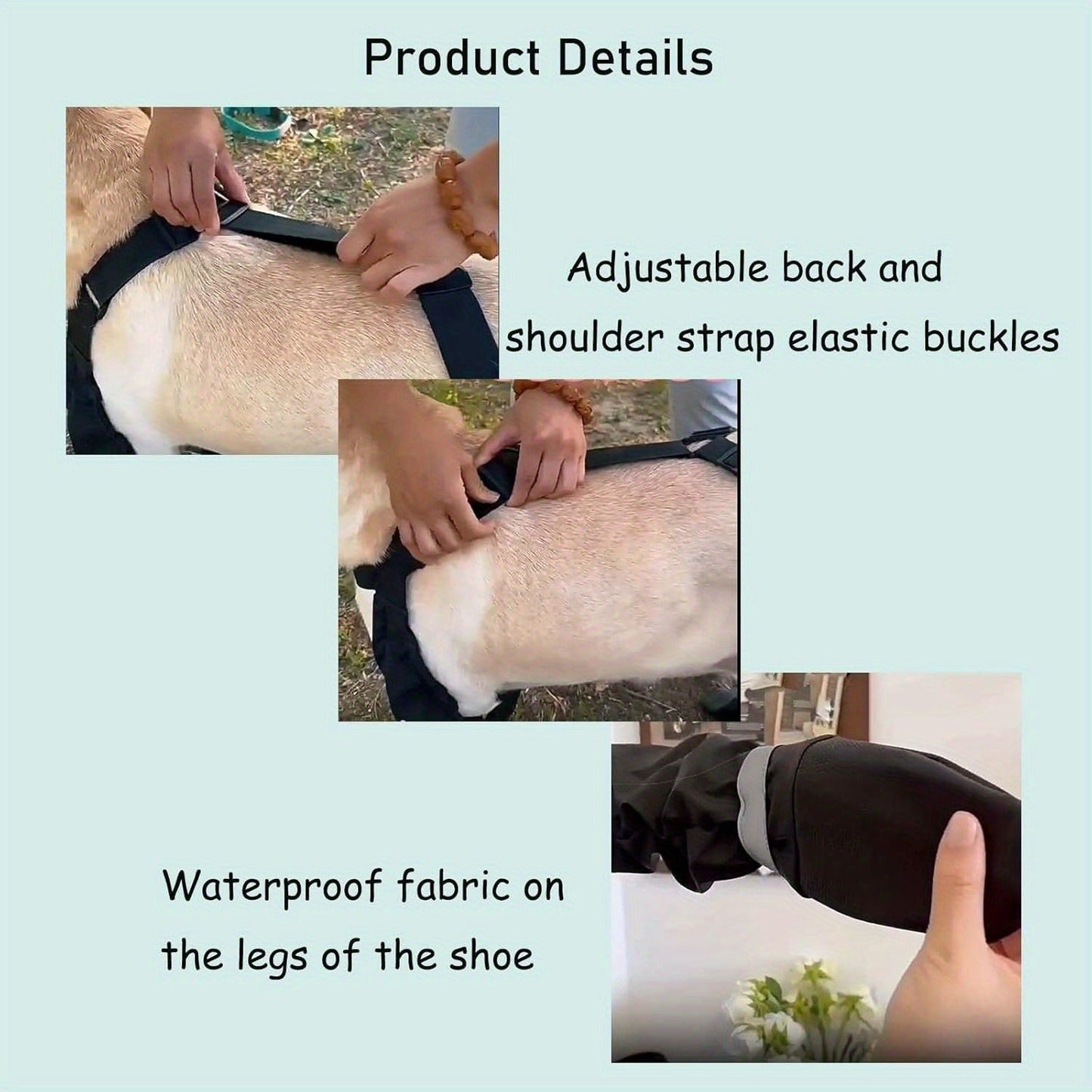 Dog Boots Anti-Slip Suspender Booties with Adjustable Straps & Buckles – Winter Warm Durable Polyester Snow & Ice Paw Protector for Medium Large XL Dogs, Secure Outdoor Walking Boots