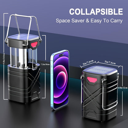 IPX5 Waterproof Camping Lantern 4 & 8 Pack – Rechargeable LED, 1200mAh Solar & USB, 3 Power Ways, Hurricane Flashlight Lantern for Emergency, Power Outage & Outdoor Camping