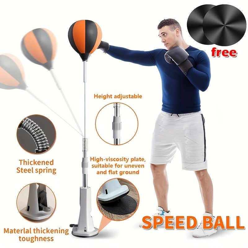 Boxing Reflex Ball with Suction Cup & 2 All-Terrain Bases – Speed Training Punching Ball for Adults & Youth, Adjustable Size