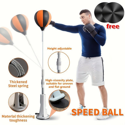 Boxing Reflex Ball with Suction Cup & 2 All-Terrain Bases – Speed Training Punching Ball for Adults & Youth, Adjustable Size