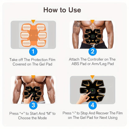EMS Muscle Stimulator Trainer Patches – 8 Modes 19 Intensities Fitness Exerciser for Arms, Legs & Body Toning, Electric Muscle Training Pad for Home Gym Workout