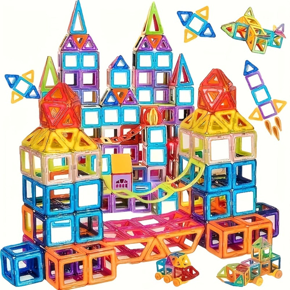 Large Magnetic Tiles 67 Piece STEM Building Kit – DIY Magnetic Building Blocks for Boys & Girls Ages 3+, Random Assorted Colors, Creative Construction Toy, Birthday Halloween Christmas Gift