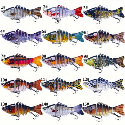 Multi-Jointed Swimbaits Fishing Lures 15pcs – Realistic Crankbaits for Bass, Trout & Walleye, Freshwater & Saltwater