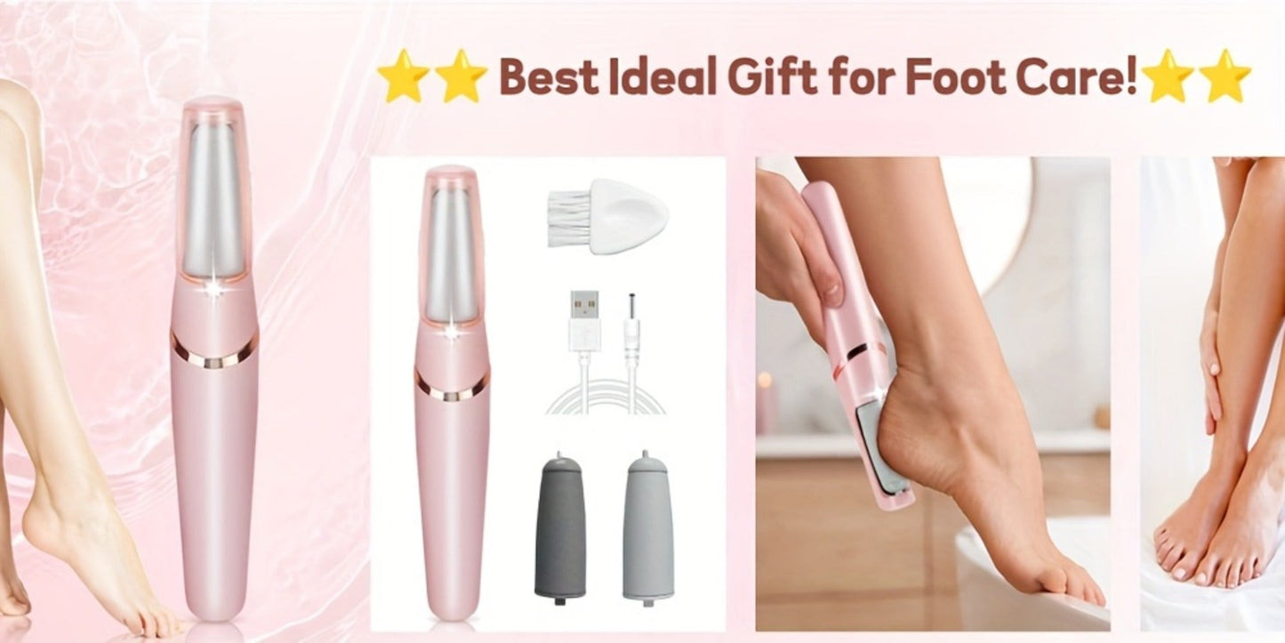 Electric Callus Remover for Feet with Foot Cream Stick Rechargeable Pedicure Tool 2 Speeds 2000 5000 RPM 2 Roller Heads – Dead Skin Dry Callus Cracked Heel Remover 60-Min Battery Gift for Women Pink