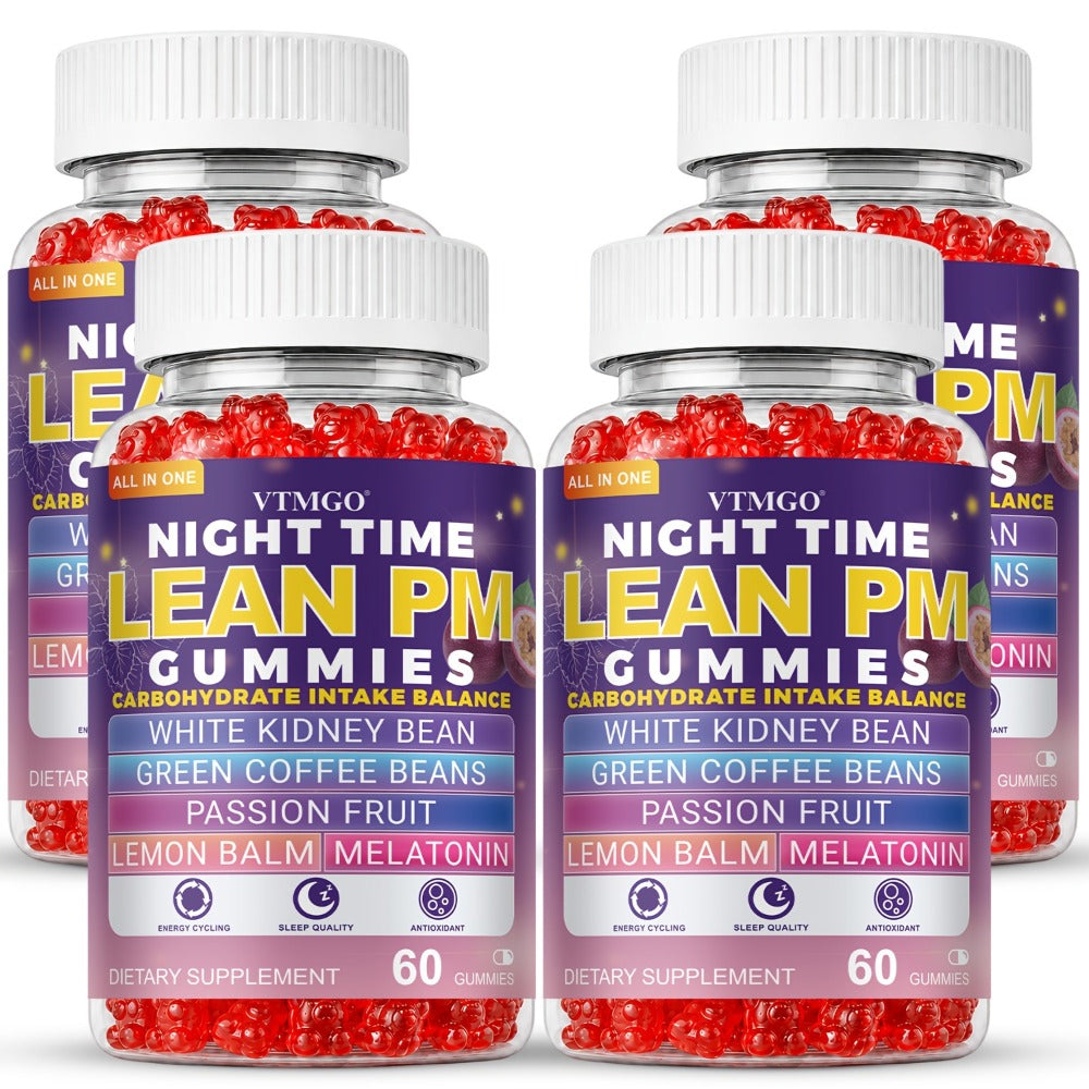Sleep Gummies with Melatonin, Lemon Balm & Passionflower — Night Time Lean PM Formula | White Kidney Bean, Green Coffee | Relaxation, Restful Sleep & Nighttime Wellness | 60 Gummies
