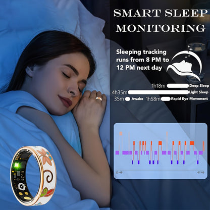 Women's Smart Ring Fitness & Sleep Tracker – Step, Distance & Calorie Monitor, IP68 Waterproof, Bluetooth 5.3, iOS & Android, Elegant Daily Accessory, Gift for Mom & Girlfriend