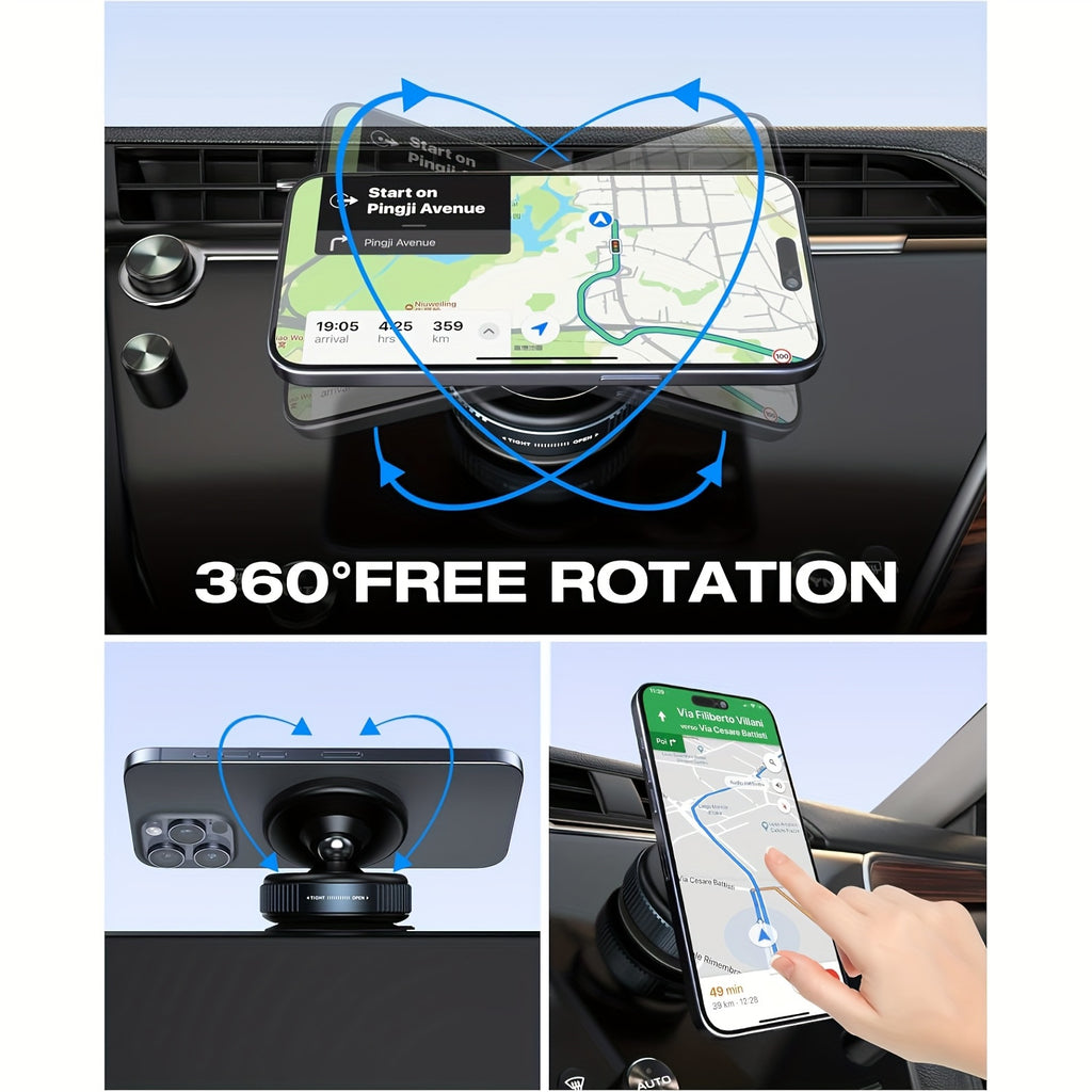 360-Degree Adjustable Magnetic Phone Holder, Designed for New Vehicles, Multifunctional Navigation Mount, Compatible with Cars, Gyms, Mirrors, And Smooth Surfaces, Featuring a Non-Adhesive Suction Cup