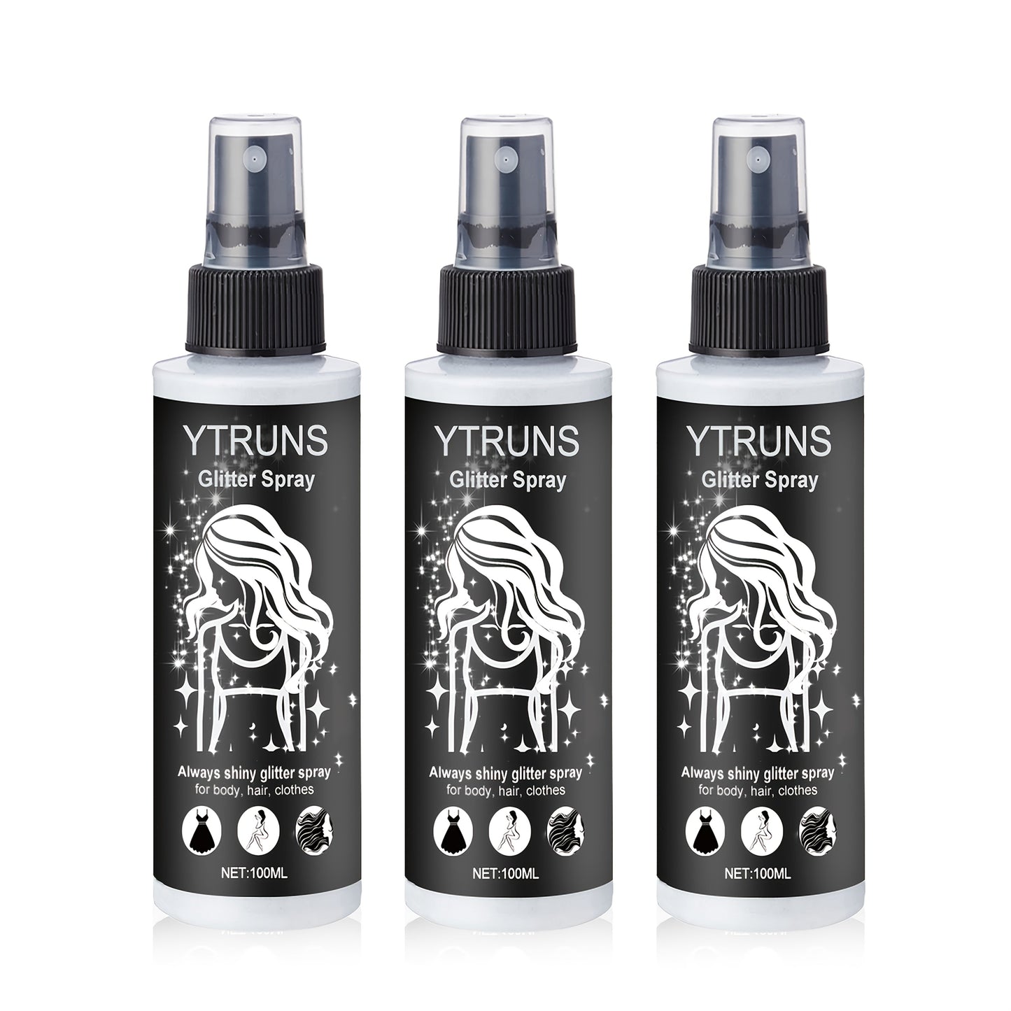 Glitter Spray for Hair & Body Quick Dry Shimmer Spray – High-Gloss Body Glitter for Face Lips Eyes Skin Festival Rave Party Photoshoot Everyday Glam Set 2pc & 3pc Options Women Teens