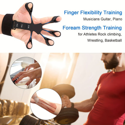 Grip Strengthener Set 5pcs - Adjustable Hand Grip Trainer with Counting, Finger Exerciser, Finger Stretcher, Forearm Workout Ring & Hand Exercise Ball for Rock Climbing, Tennis, Guitar, Rehab