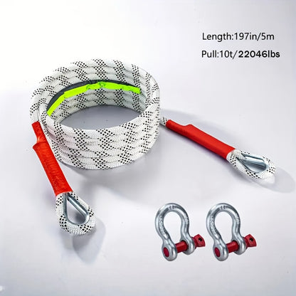 Heavy Duty Tow Rope & Hook Set 16FT - Off-Road Recovery Tow Strap with 2 Steel U-Hooks for SUV, Truck & 4x4 Vehicle Rescue