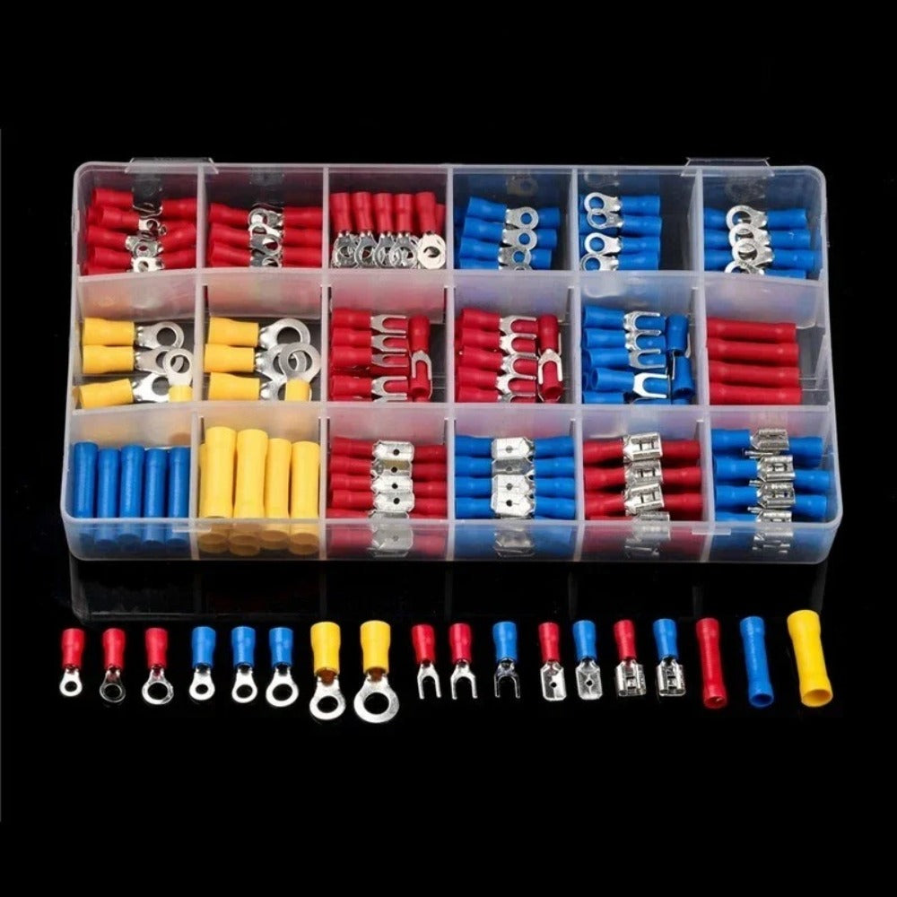 Electrical Crimp Terminals 280pcs Assorted Kit – Insulated Ring Fork Spade & Butt Wire Connectors for Automotive Marine & Home Wiring, Universal Cable Connector Set with Storage Case