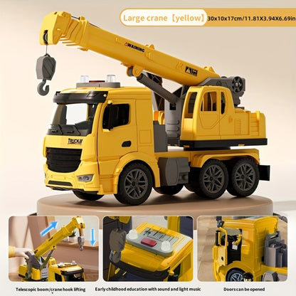 Inertia Crane Truck Toy for Kids - Large Engineering Vehicle with Telescopic Arm, Interactive Track & Double Doors, Construction Toy for Boys Ages 3+, Birthday Christmas Easter Gift