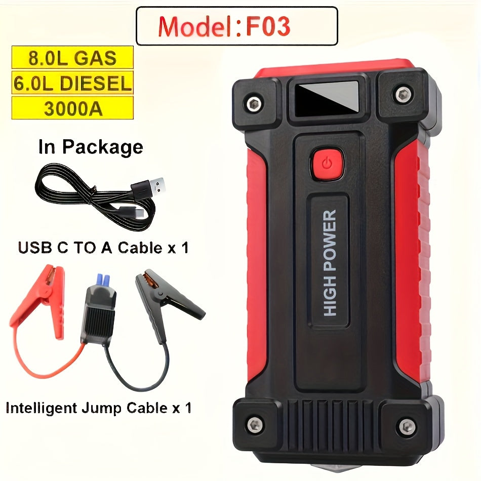 [Portable Power Bank] Jump Starter Power Pack, 1600A/3000A/3500A Car Battery Booster 12V Portable Car Jump Starter Power Bank for Gas N Diesel Cars, with USB Charge Ports And LED Flashlight