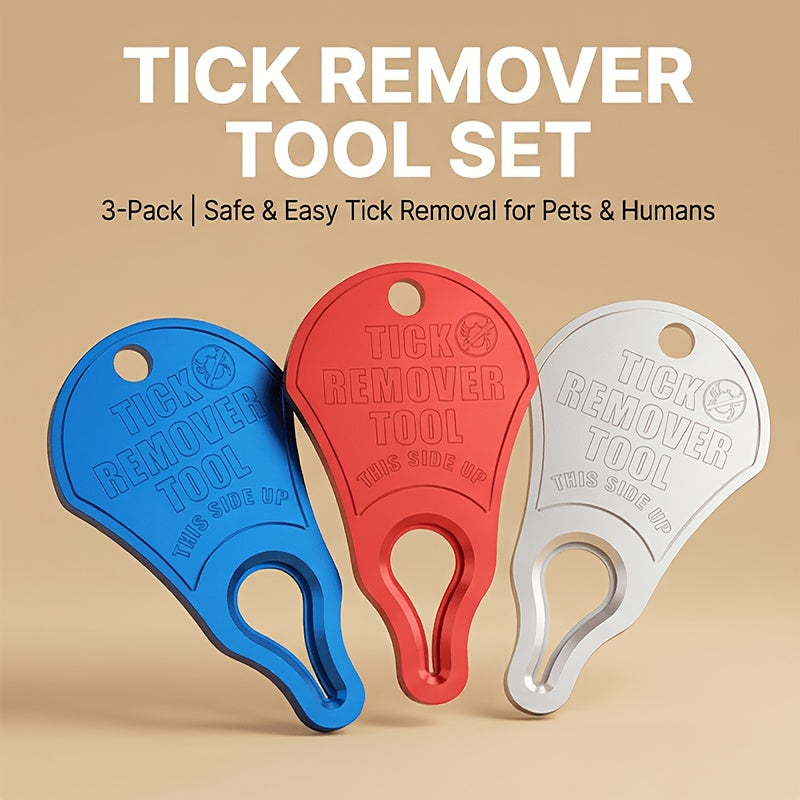 Tick Remover Tool Aluminum - Safe Quick Tick Removal for Dogs Cats Pets Animals & Humans, Essential Outdoor Camping Hiking Tick Hook, Available as Single or 2-Pack