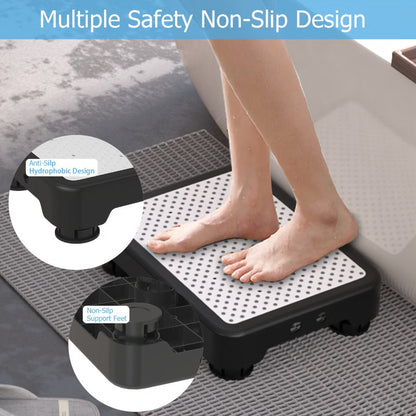 Non-Slip Step Stool Heavy Duty 550LBS Capacity Portable One Step Platform for Elderly Adults - Anti-Slip Rubber Mat Height Adjustable Indoor Outdoor Use Bed Car Door Bathroom Stair