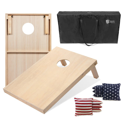 Regulation Cornhole Board Set 4x2 Solid Wood ACA Standard with 8 Bean Bags Carrying Case Tote Outdoor Yard Tailgate Party Game 13 Color Options
