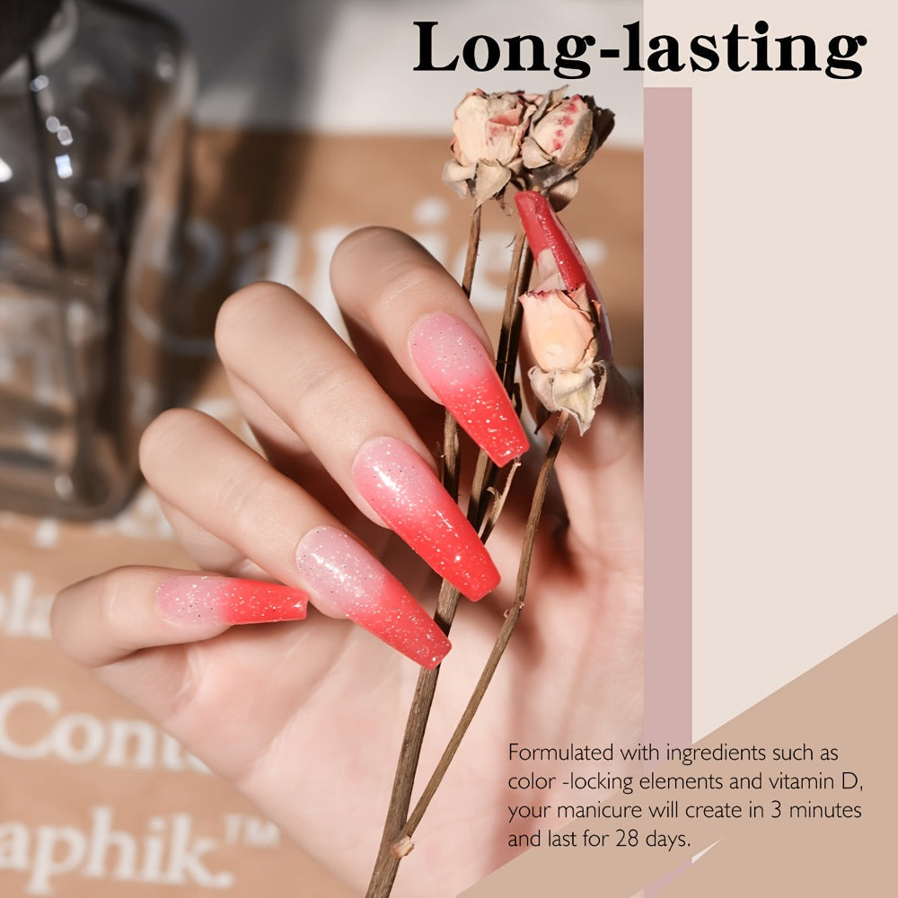Mood Changing Thermal Dip Powder Nail Kit 6 Colors — Color Shifting Formula No Lamp Needed DIY Manicure Trendy Nail Art Gift for Women
