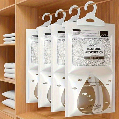 Hanging Moisture Absorber Bags 10-Pack, Dehumidifier Bags for Closet Wardrobe Bedroom Bathroom, High-Efficiency Moisture Proof Damp Absorbing Home Dehumidification