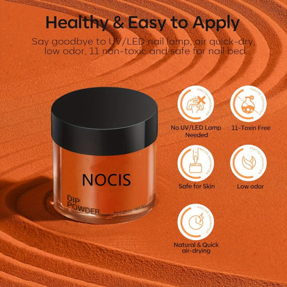 Halloween Orange Glitter Dip Powder Nail Kit with Nail Sticks Base Coat Top Coat & Activator — DIY Spooky Seasonal Nail Art Manicure Set No Lamp Needed