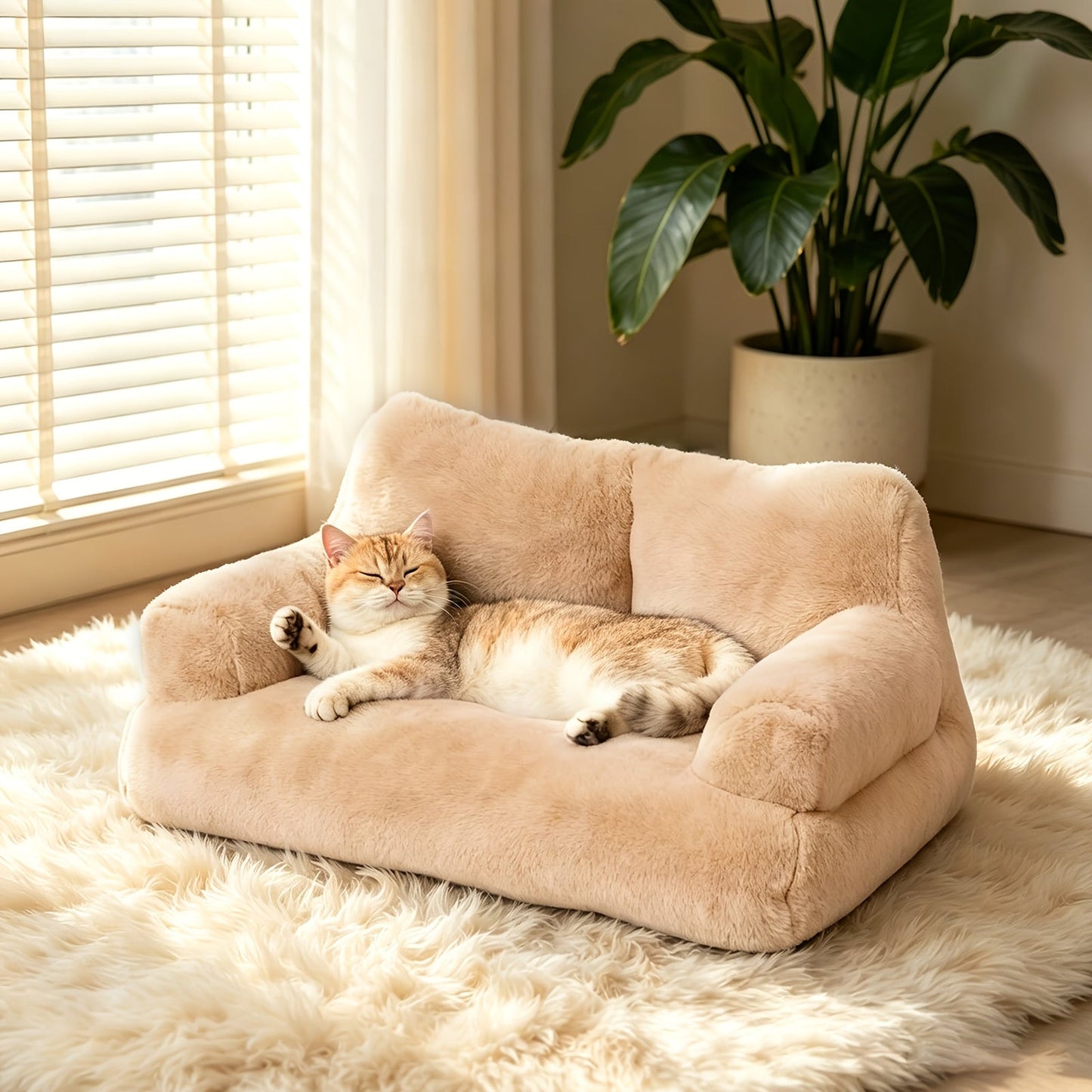 Plush Cat Sofa Bed – Four Seasons Comfort Washable Pet Couch for Cats & Small Dogs | M, L, 2XL, 3XL