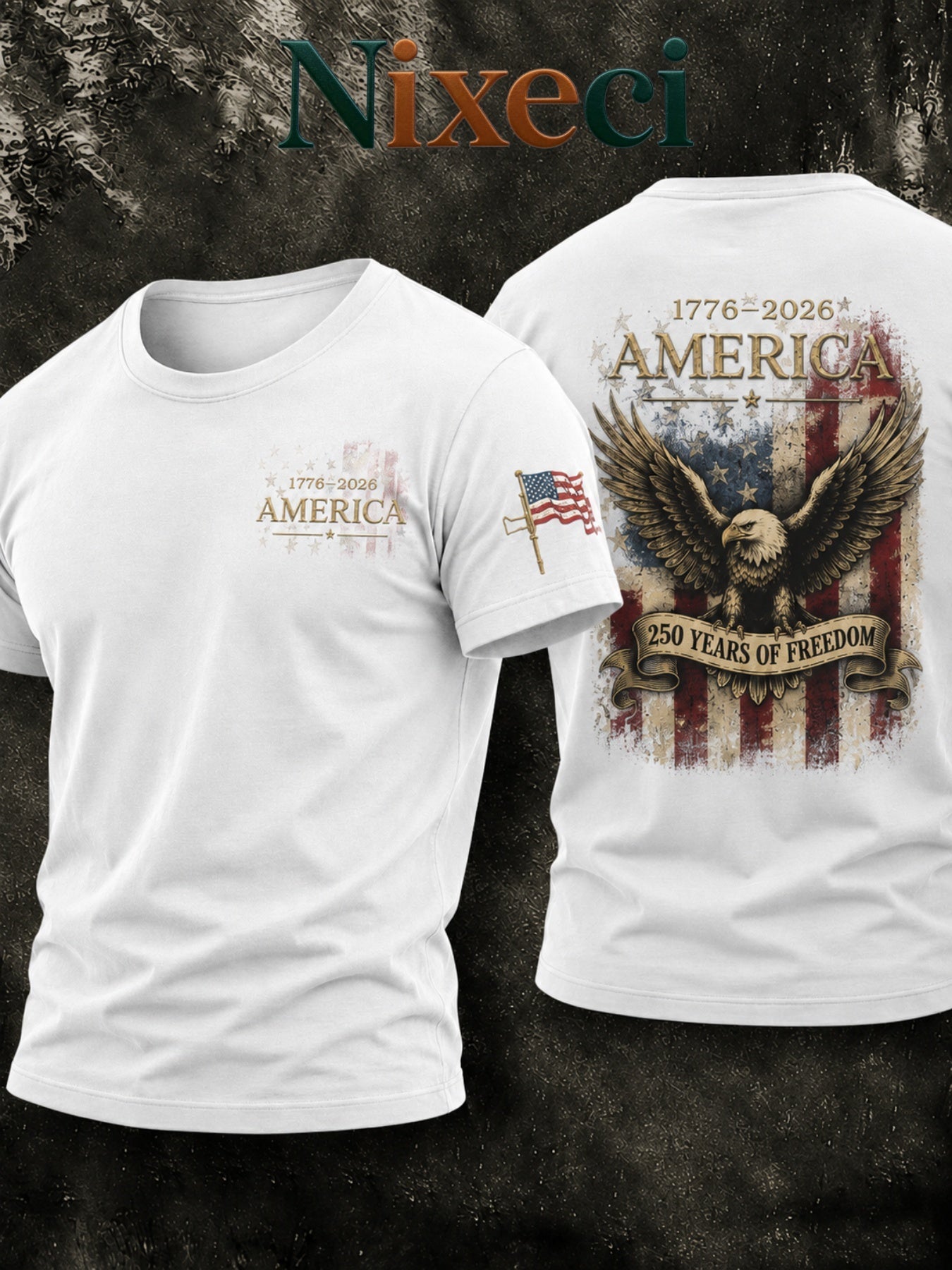 Men's Patriotic T-Shirt - Crew Neck Short Sleeve Everyday Style 086373