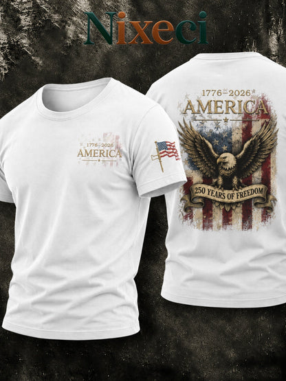 Men's Patriotic T-Shirt - Crew Neck Short Sleeve Everyday Style 086373